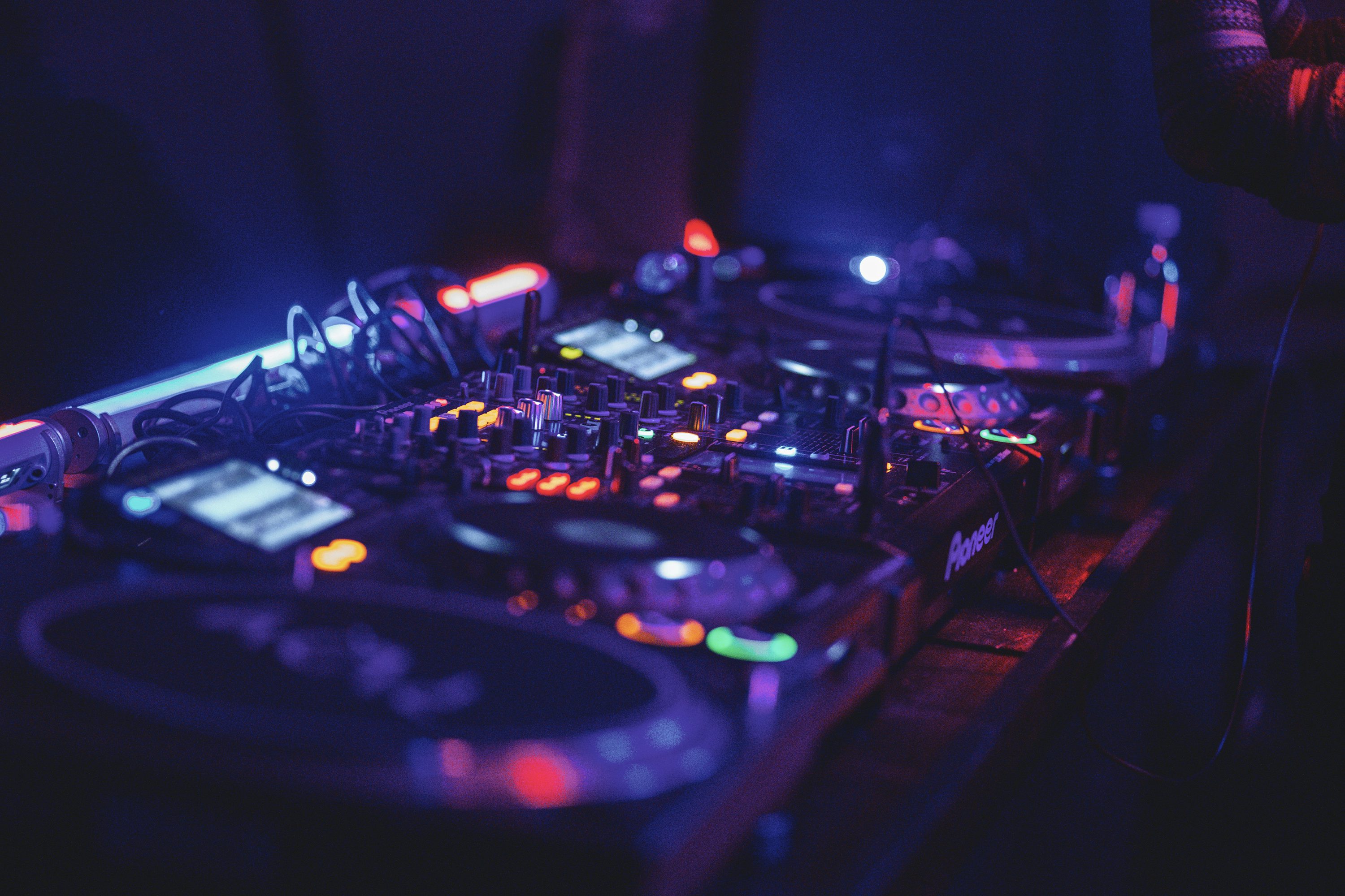 Corporate event DJ booth setup