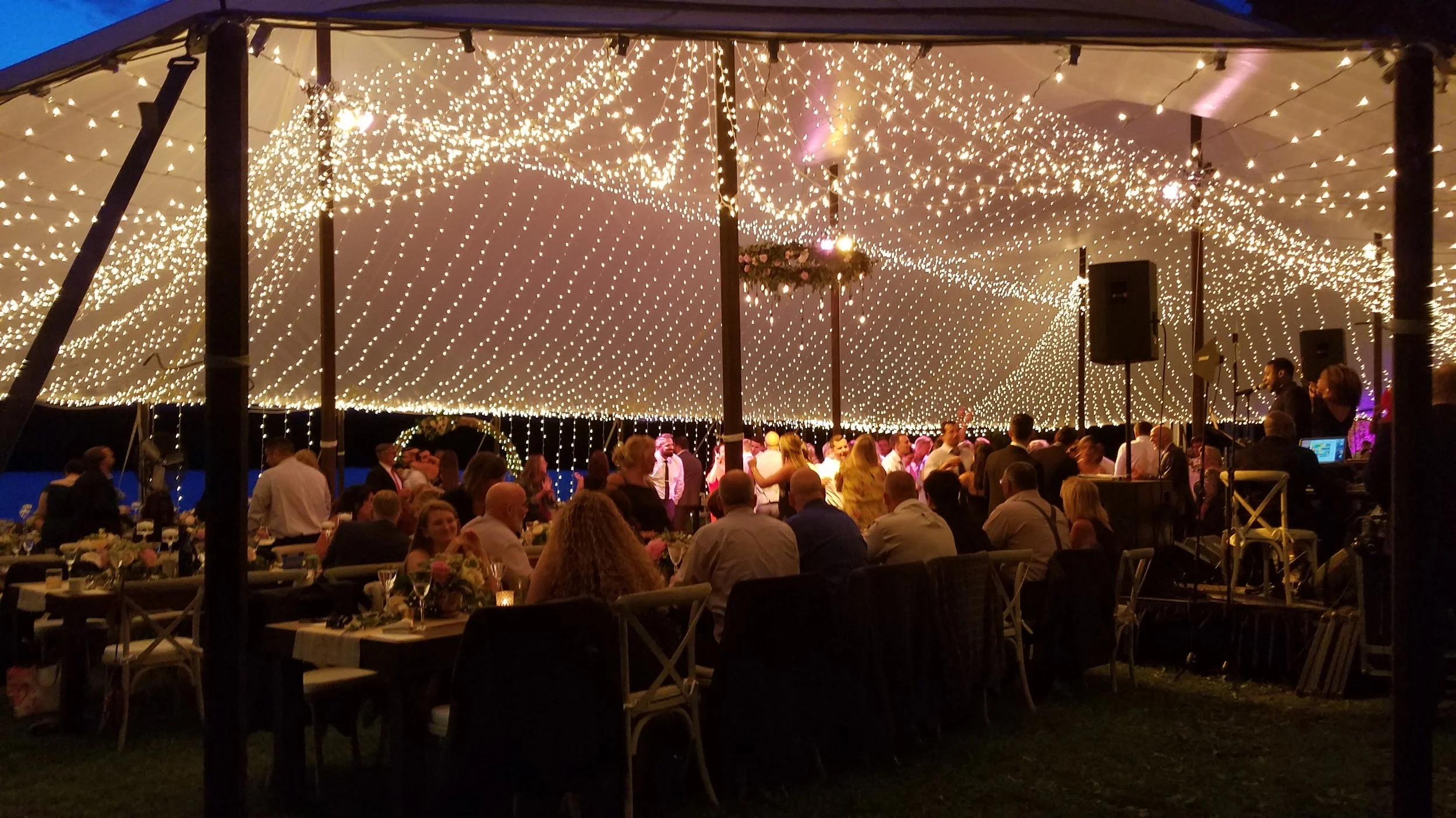 Outdoor event with string lights near Auburn Alabama
