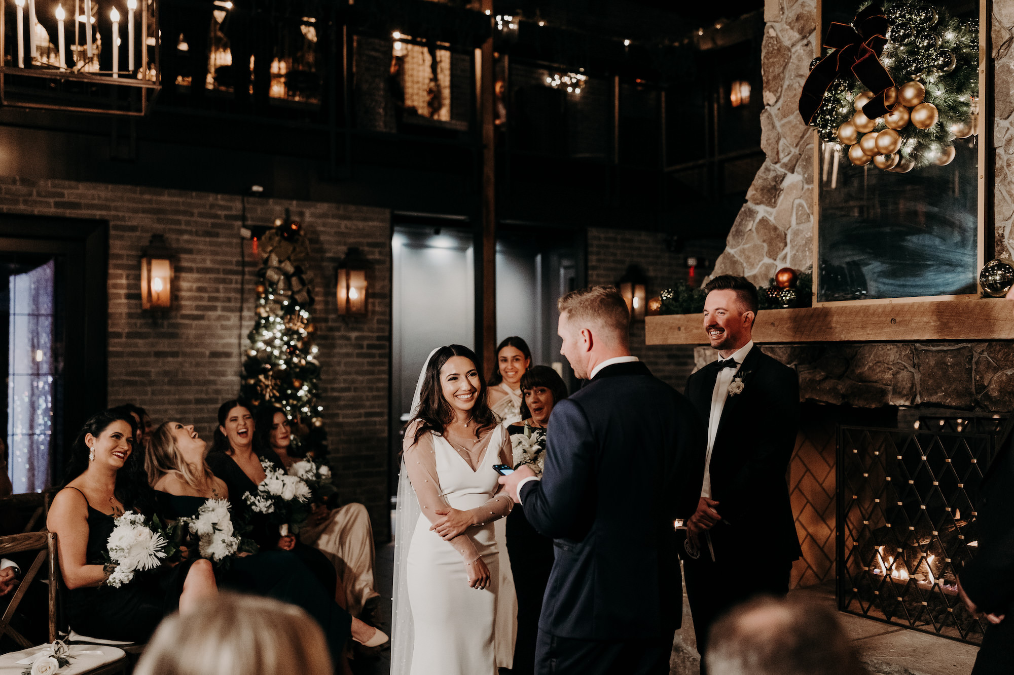 Private party with moody lighting