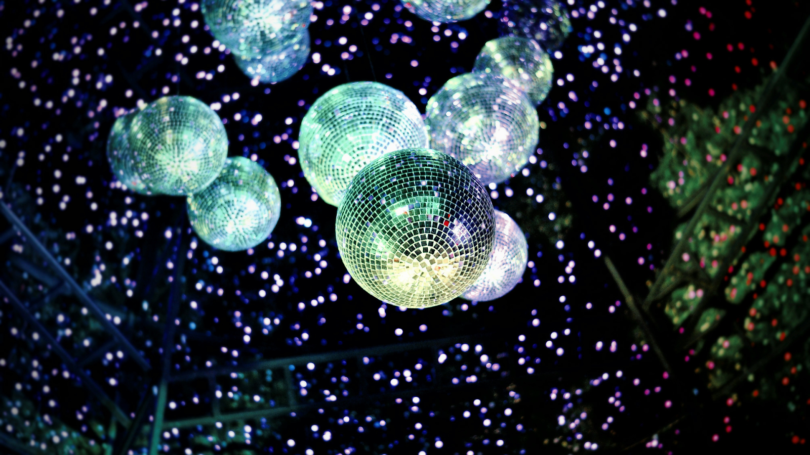 School prom with colorful dance floor lighting